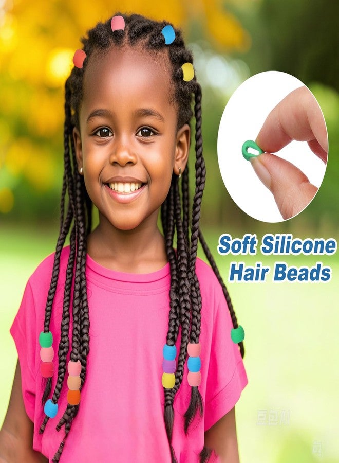 AIERSA Silicone Hair Beads for Kids Girls Braids, 50pcs Soft Colorful Pony beads Bulk for Kids Girls Women Hair Accessories for Braids - Image 2